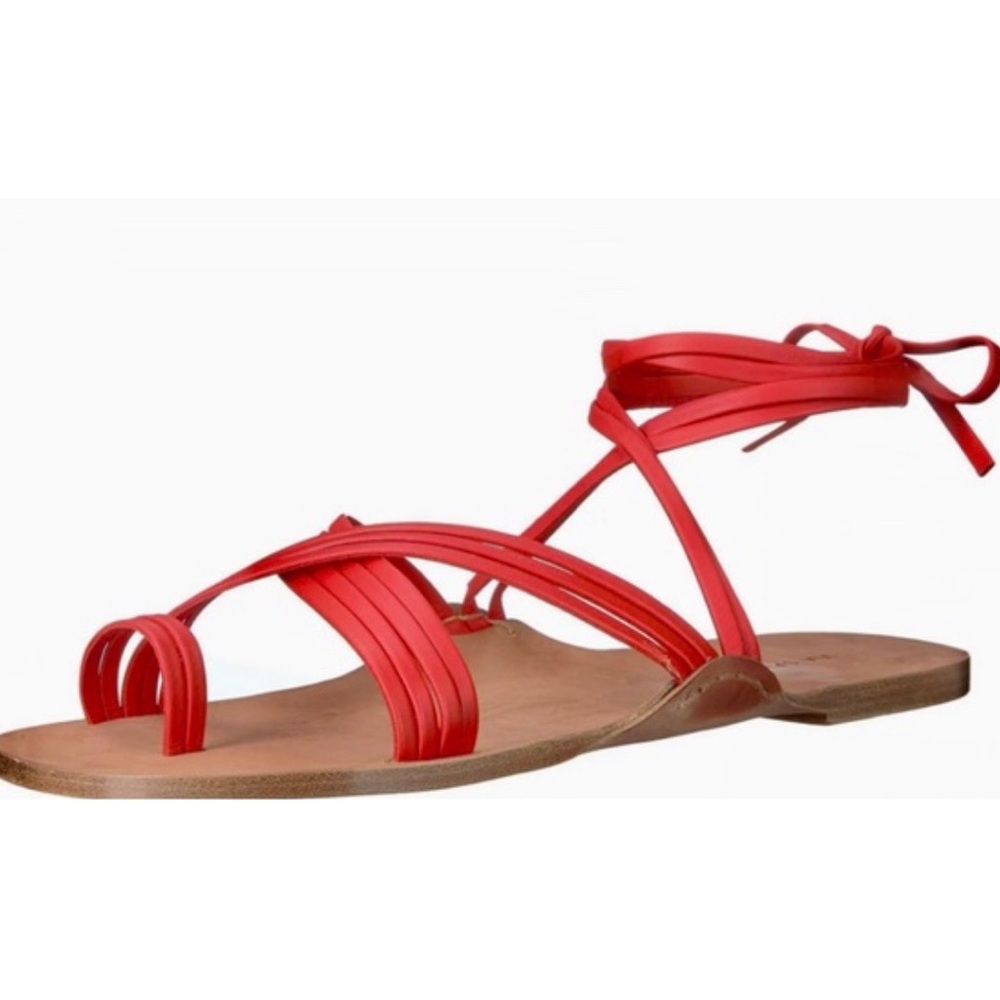 NEW Via Spiga Women's Allegra Leather Ankle Tie Sandals 6.5 Red